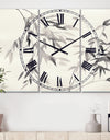 Bamboo Leaves II - Cottage 3 Panels Large Wall CLock