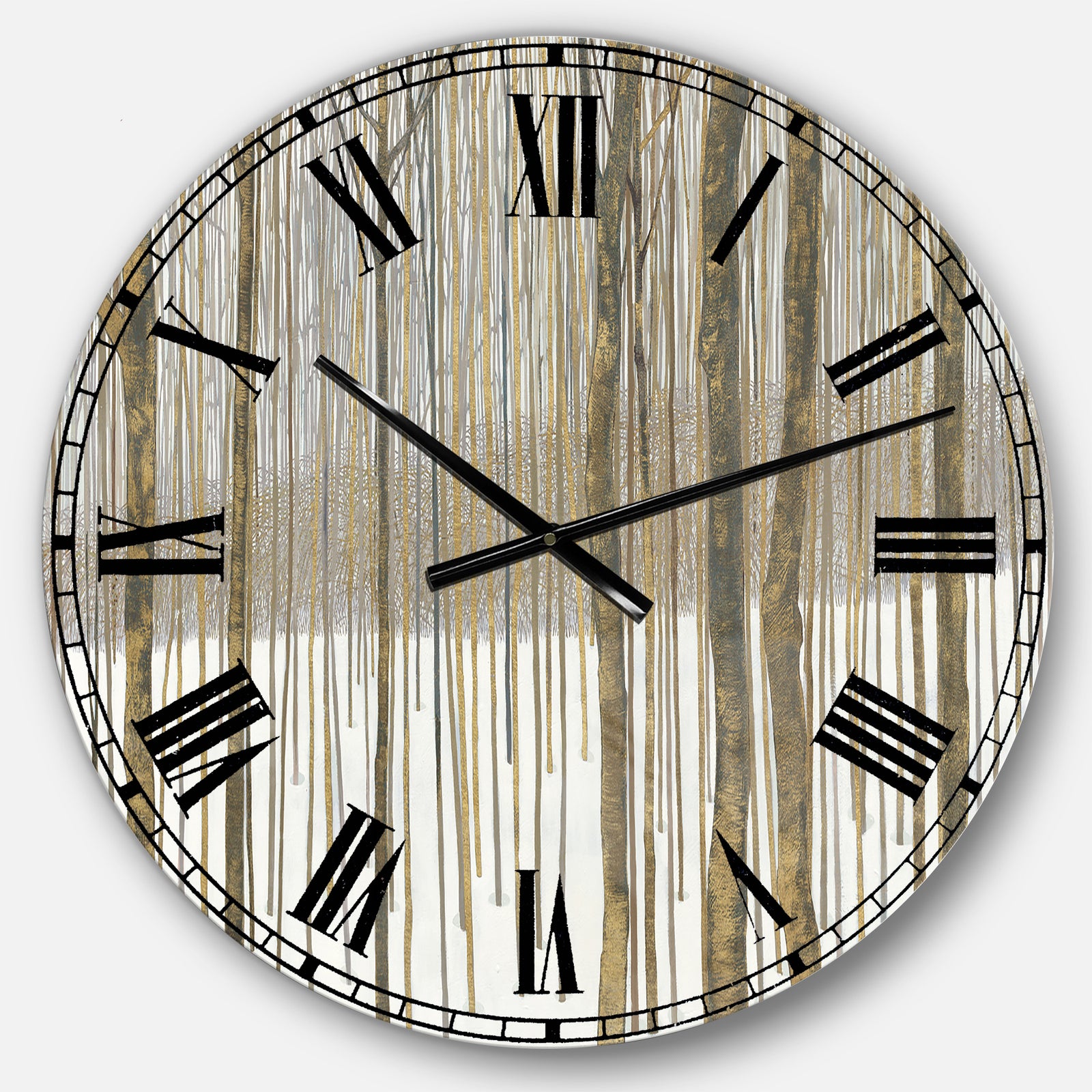 The Gray Barn Jartop 'Forest in Winter Gold - Cabin and Lodge Oversized Metal Clock
