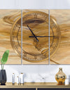 Feather Natural elements I - Glam 3 Panels Large Wall CLock