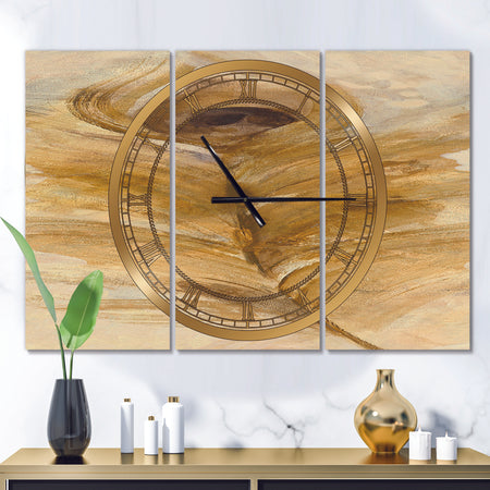 Feather Natural elements I - Glam 3 Panels Large Wall CLock
