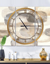 Neutral Oval Grey Stones II - Glam 3 Panels Large Wall CLock