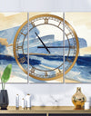 Metallic Gold Indigo I - Glam 3 Panels Oversized Wall CLock