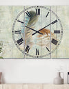 Natural Feathers on Wood I - Cottage 3 Panels Large Wall CLock