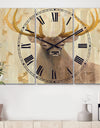 Goldern Deer III - Cottage 3 Panels Large Wall CLock