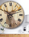 Goldern Deer III - Modern Farmhouse Large Wall CLock