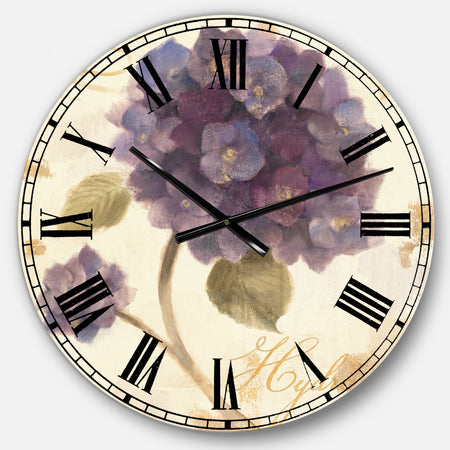 Abundant Hydrangea Flower II - Floral Cottage Large Wall CLock