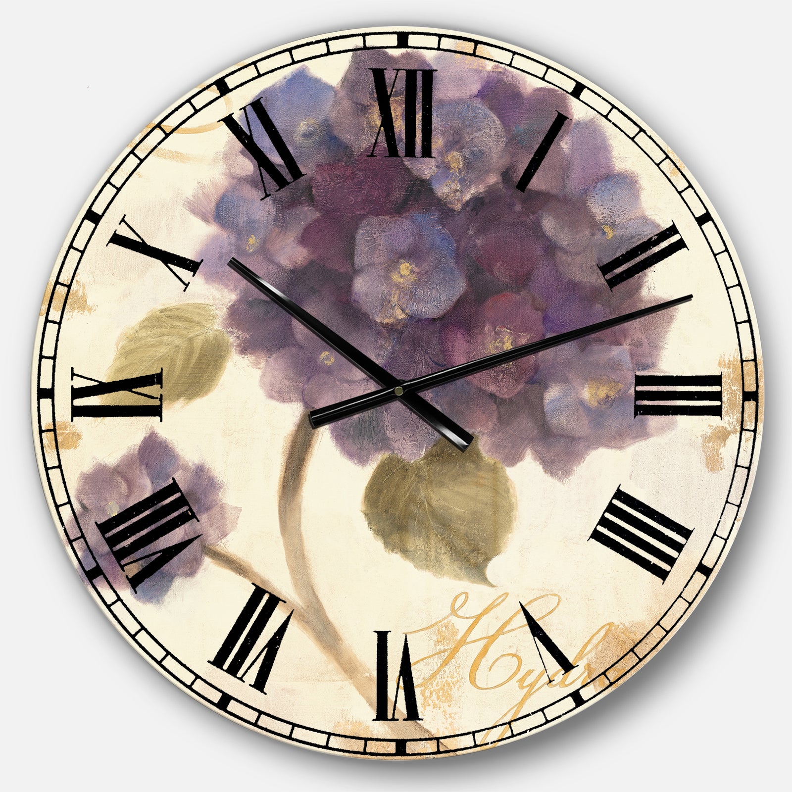 Abundant Hydrangea Flower II - Floral Cottage Large Wall CLock