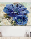 Blue Anemone Flower - Cottage 3 Panels Oversized Wall CLock