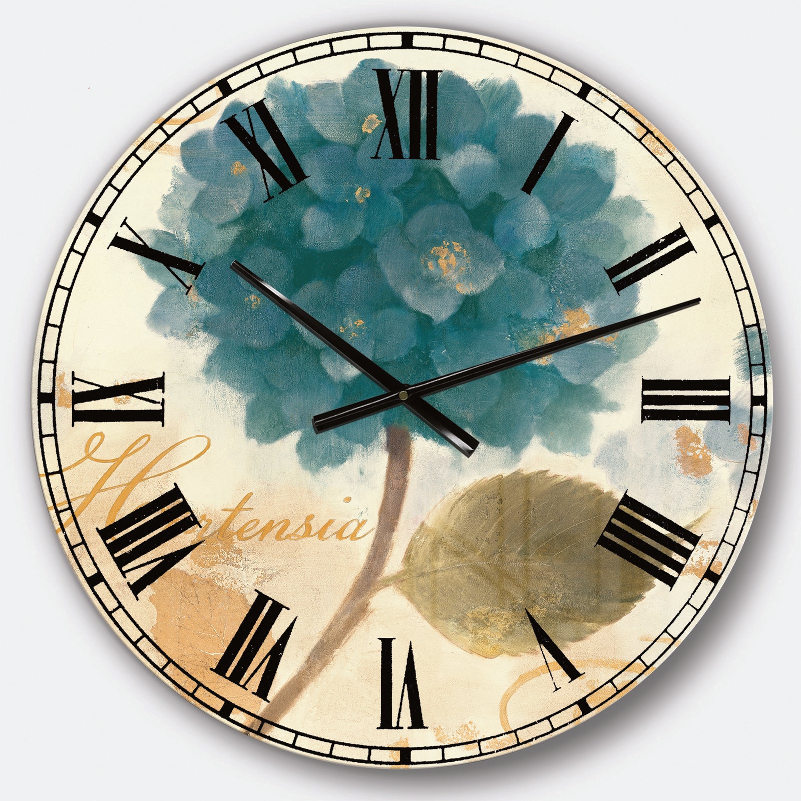 Blue Cottage Flower Hydrangea I - Farmhouse Wall CLock