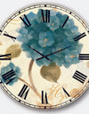 Blue Cottage Flower Hydrangea II - Farmhouse Oversized Wall CLock