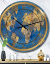 Golden Glam World Map - Glam Wall CLock