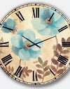 Blue Poppies Cottage Flowers II - Farmhouse Large Wall CLock