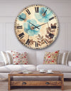 Blue Poppies Cottage Flowers II - Farmhouse Large Wall CLock