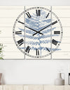 Blue Fern Print on wood II - Cottage 3 Panels Oversized Wall CLock