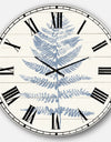 Blue Fern Print on wood II - Cabin & Lodge Wall CLock