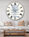 Blue Fern Print on wood II - Cabin & Lodge Wall CLock