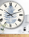 Blue Fern Print on wood I - Cabin & Lodge Large Wall CLock