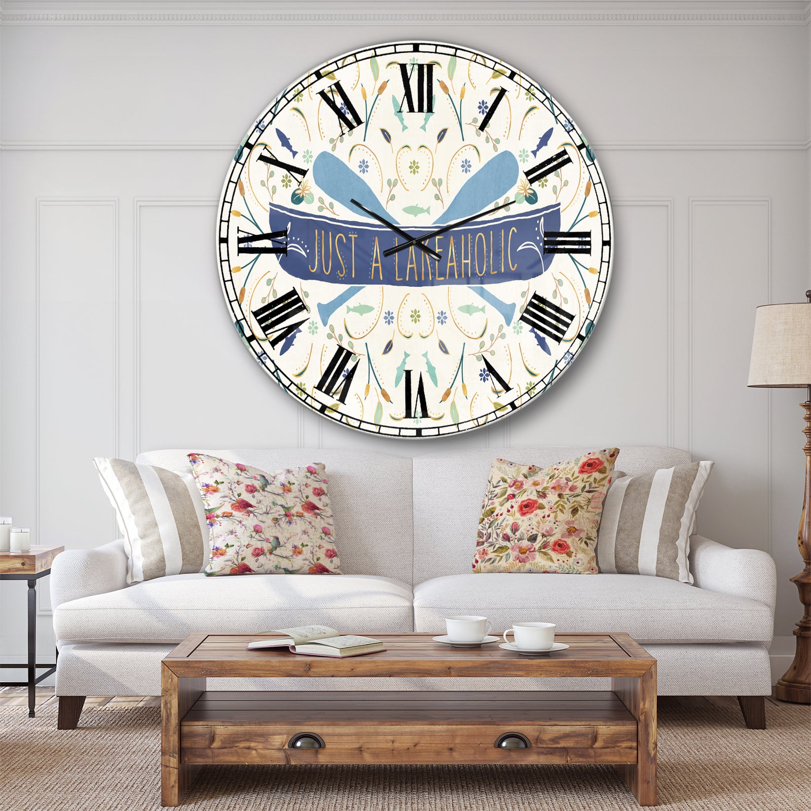 Just a Lakeaholic  - Lake House Large Wall CLock