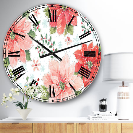 Country Flower snowflakes I - Farmhouse Large Wall CLock