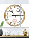 fashion Glam Lips on Gold I - Glam 3 Panels Oversized Wall CLock