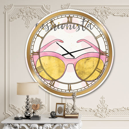 Fashion Glam Accessories Pink - Posh & Luxe Large Wall CLock