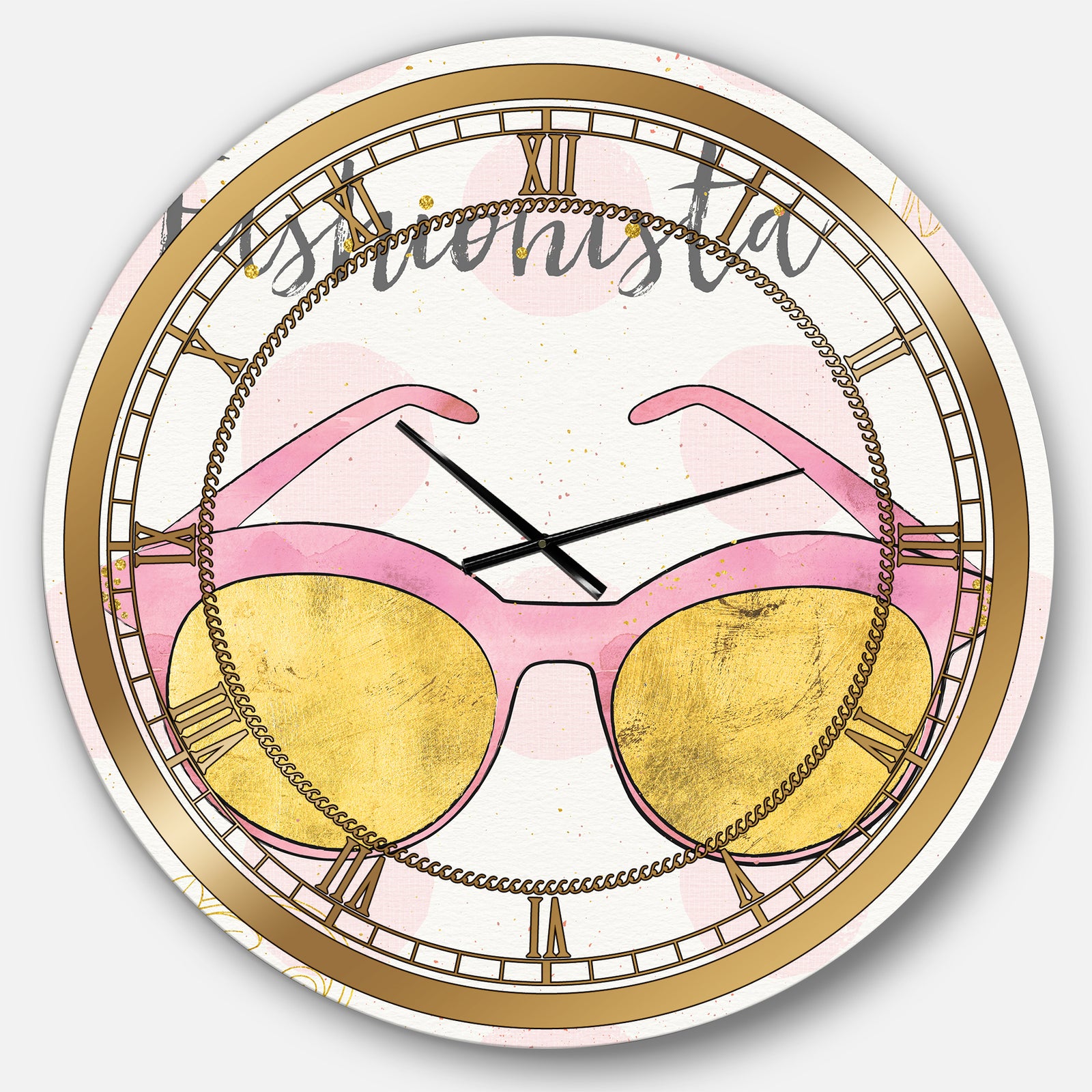 Fashion Glam Accessories Pink - Posh & Luxe Large Wall CLock