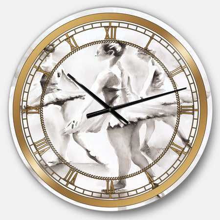 watercolors Ballerinas Dance I - Glam Wall CLock
