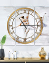 watercolors Ballerinas Dance II - Glam 3 Panels Oversized Wall CLock