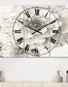 Indigold Grey Peonies I - Cottage 3 Panels Oversized Wall CLock