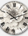 Indigold Grey Peonies I - Farmhouse Large Wall CLock