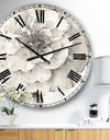 Indigold Grey Peonies I - Farmhouse Large Wall CLock