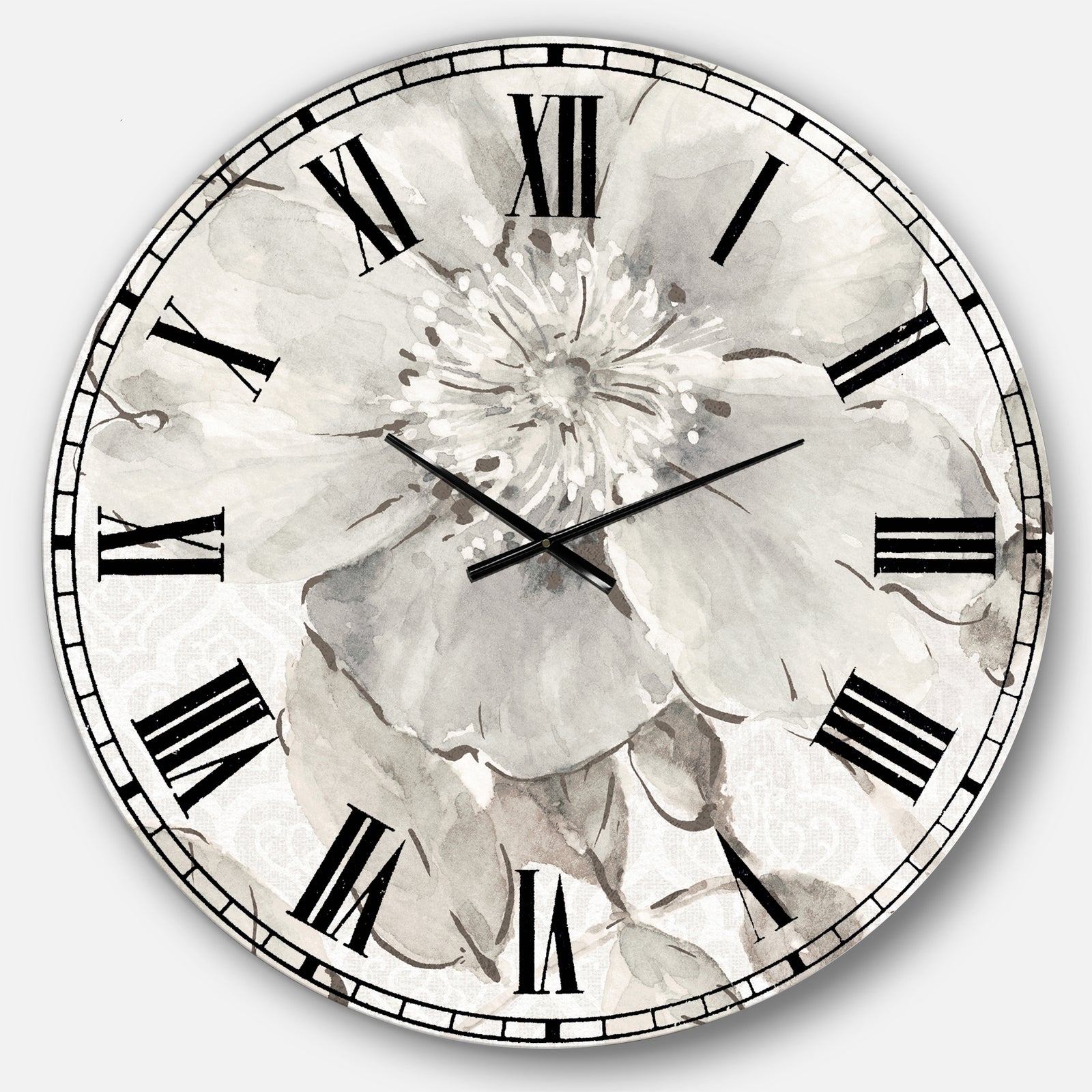 The Gray Barn Jartop 'Indigold Grey Peonies II - Farmhouse Oversized Metal Clock