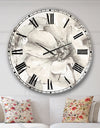 Indigold Grey Peonies IV - Farmhouse Oversized Wall CLock