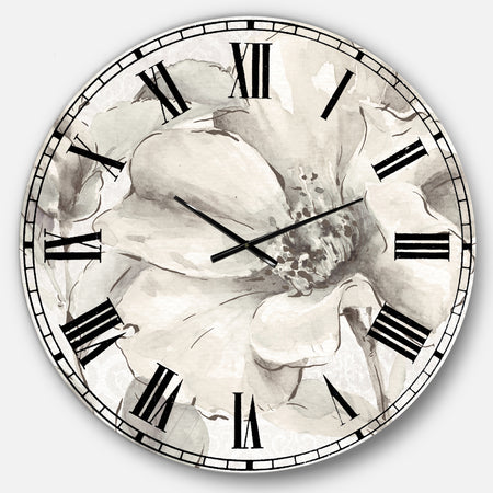 Indigold Grey Peonies IV - Farmhouse Oversized Wall CLock