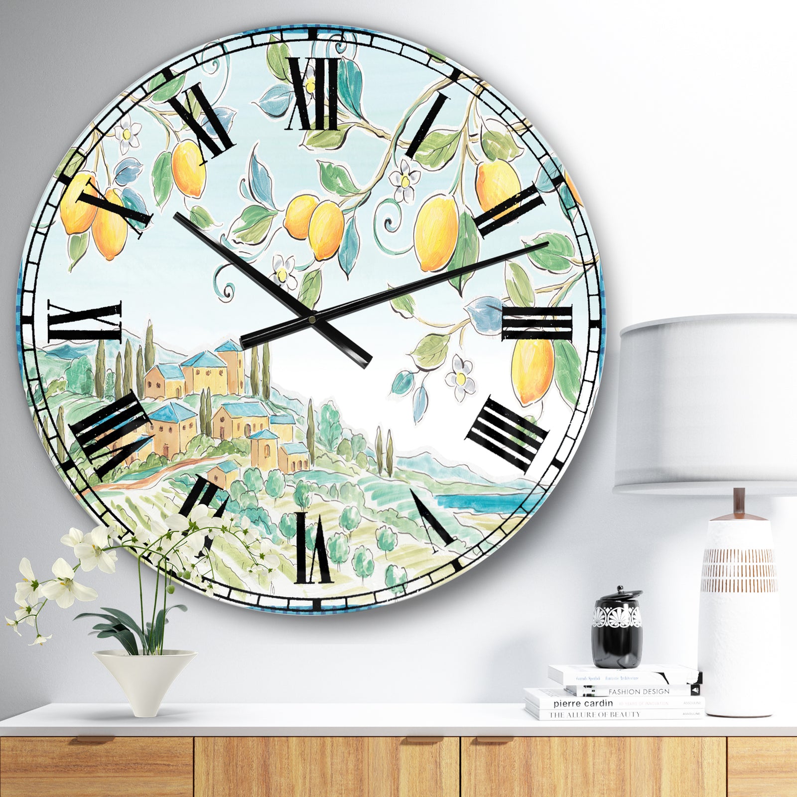Mediterranean Village Field I - Traditional Large Wall CLock