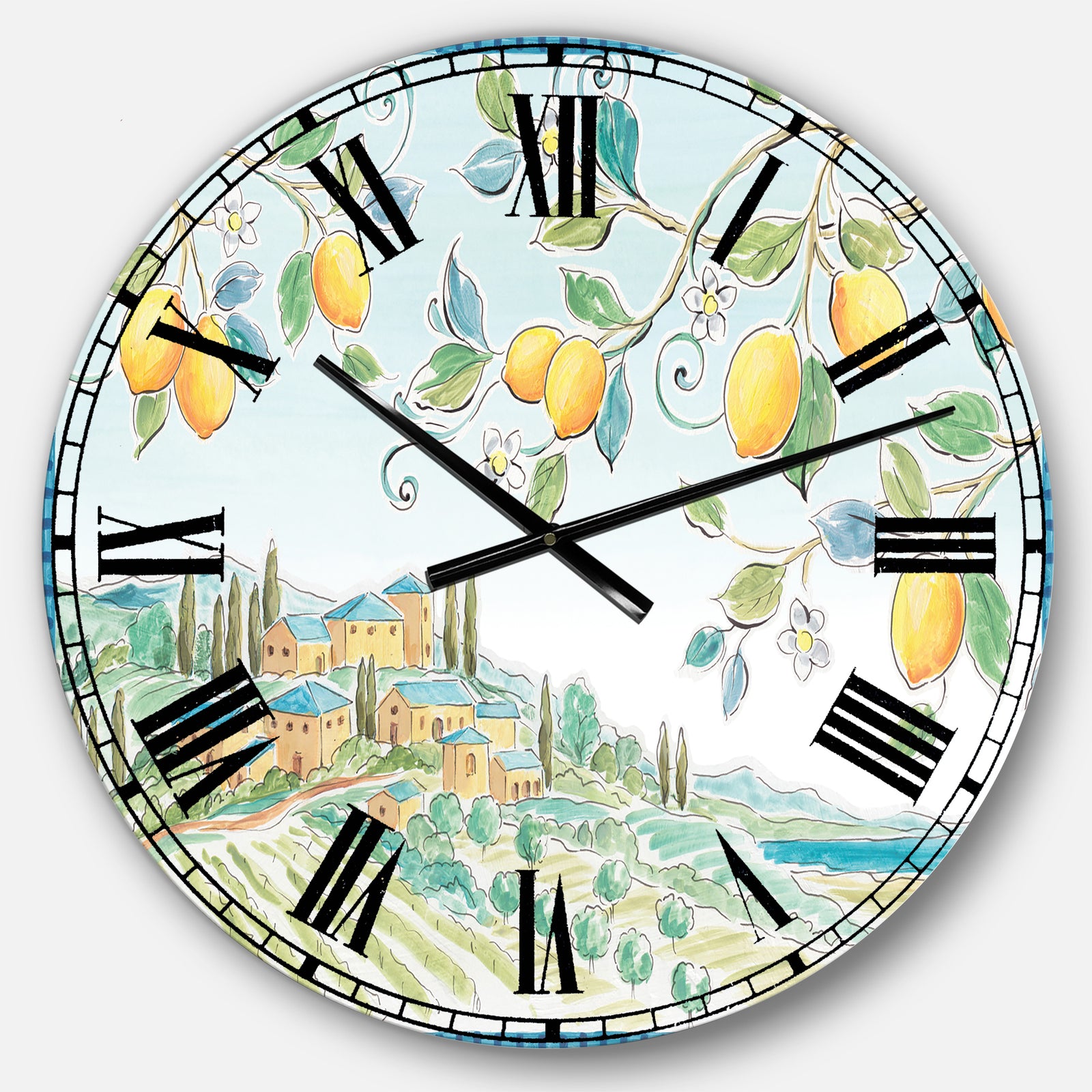 Mediterranean Village Field I - Traditional Large Wall CLock
