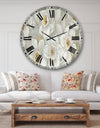 Pure Pastel White flowers - Farmhouse Wall CLock