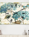 butterfly Blue Garden I - Cottage 3 Panels Oversized Wall CLock