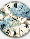 butterfly Blue Garden II - Farmhouse Large Wall CLock