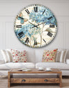 butterfly Blue Garden II - Farmhouse Large Wall CLock