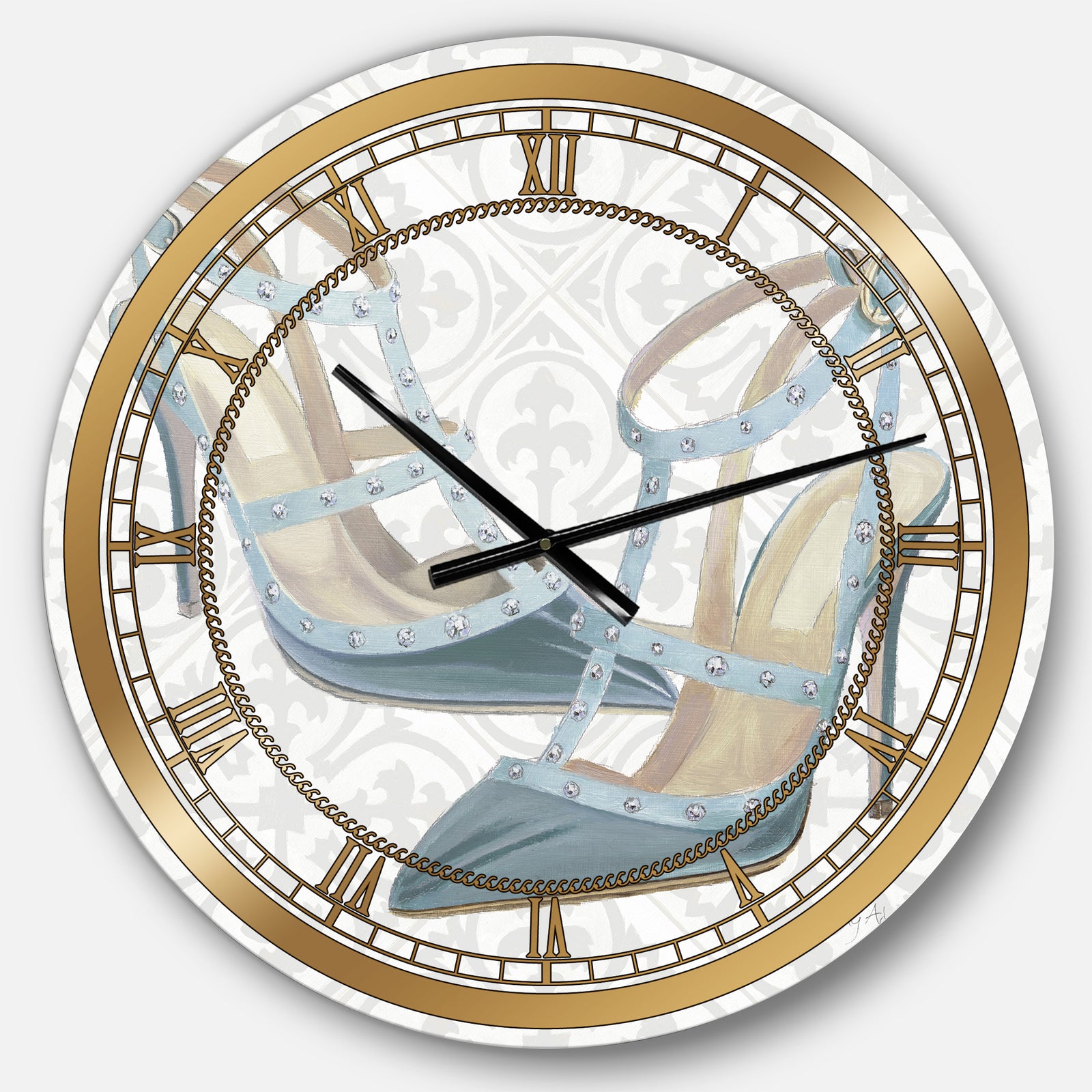 Glam cosmetics Blue Shoes - Posh & Luxe Large Wall CLock
