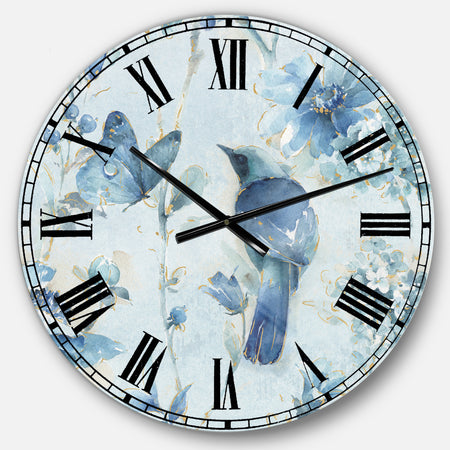 Indigold Watercolor Flower III - Farmhouse Wall CLock
