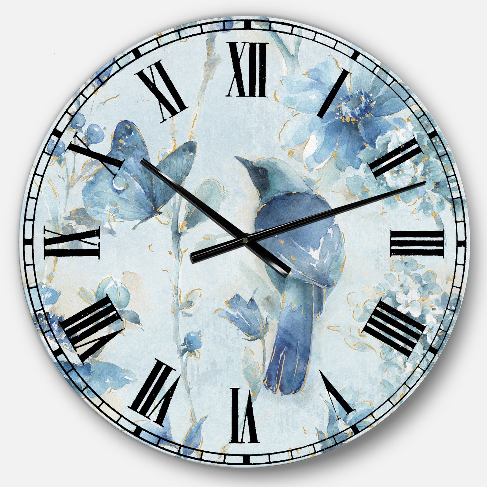 Indigold Watercolor Flower III - Farmhouse Wall CLock