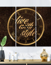 Gold Glam Live with Style Quotes - Glam 3 Panels Oversized Wall CLock