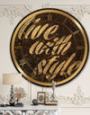 Gold Glam Live with Style Quotes - Glam Large Wall CLock