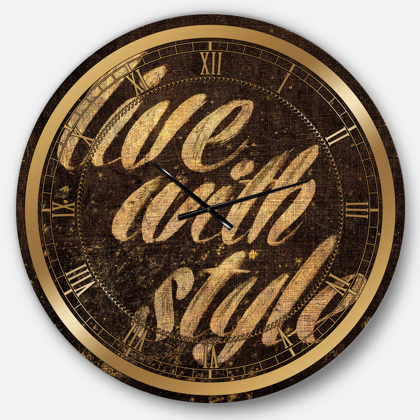 Gold Glam Live with Style Quotes - Glam Large Wall CLock