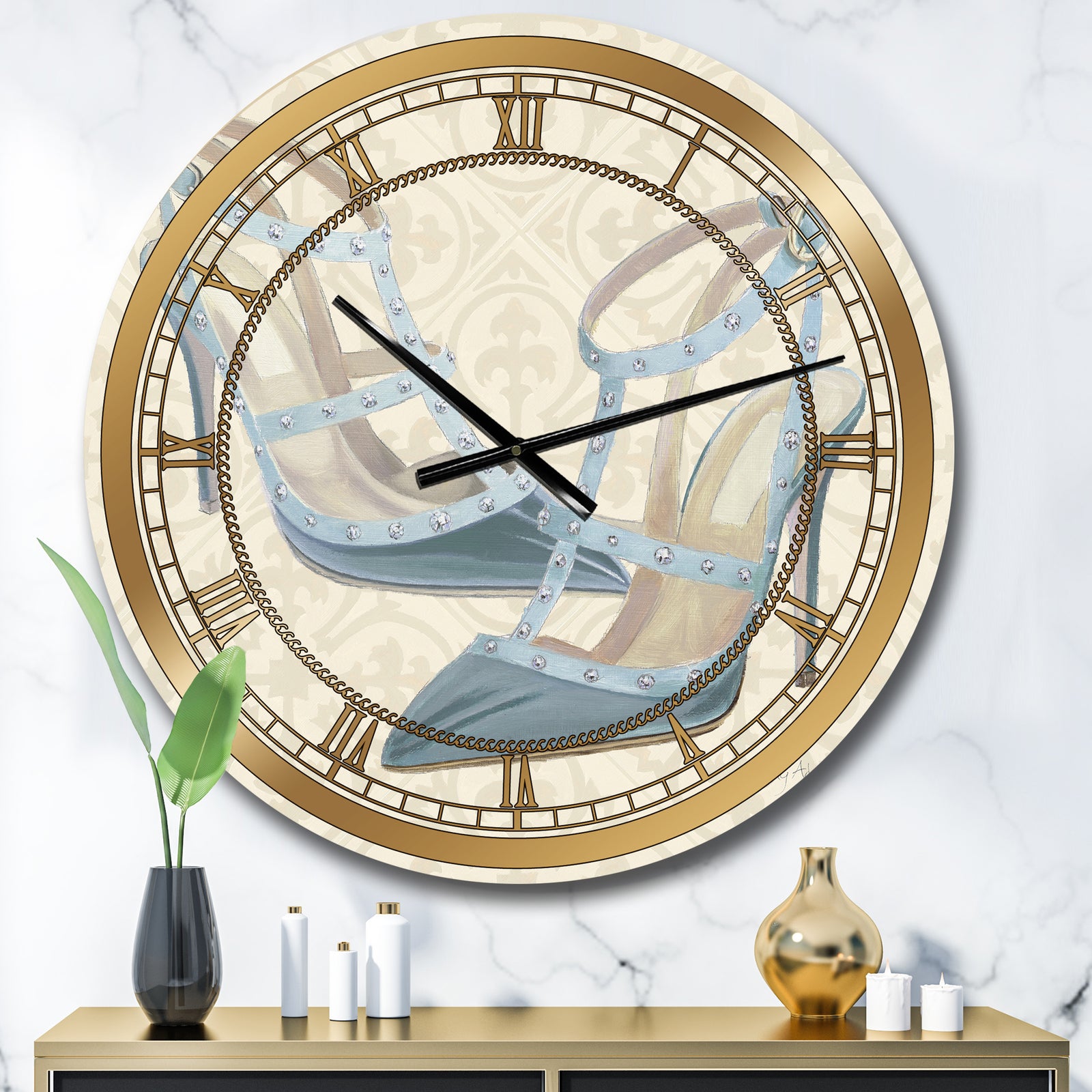 Glam cosmetics Blue Shoes - Glam Oversized Wall CLock