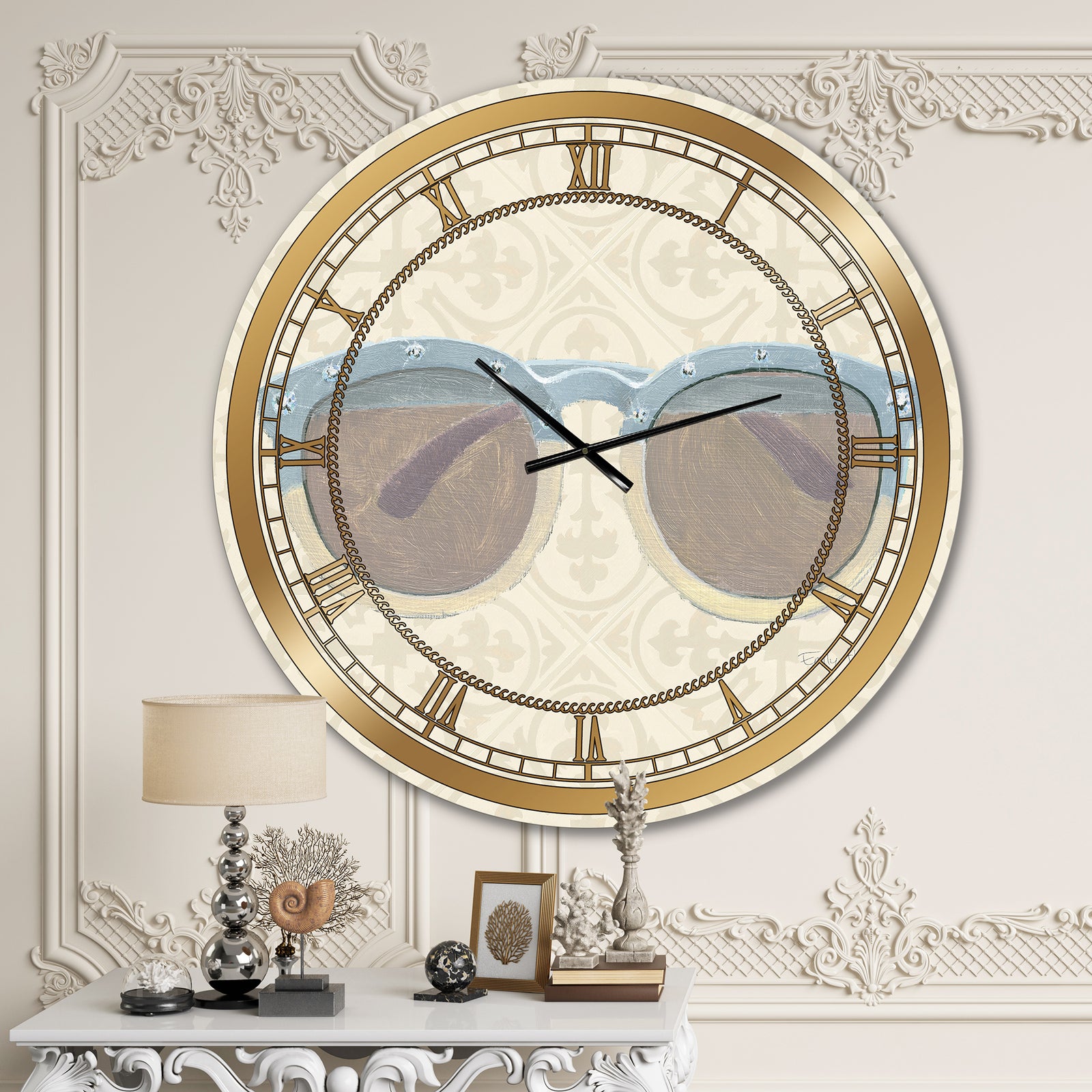 Glam cosmetics Blue Sun Glasses - Posh & Luxe Large Wall CLock