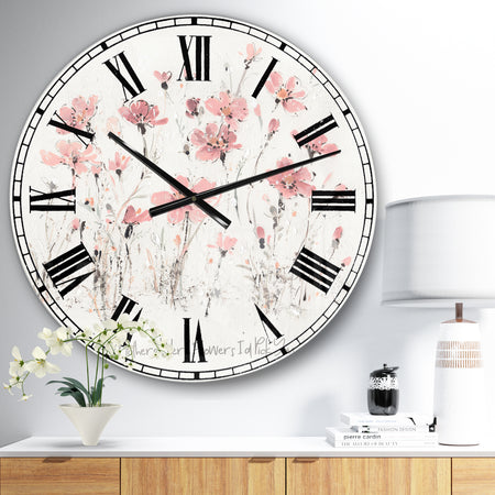 Wildflowers III  - Traditional Large Wall CLock