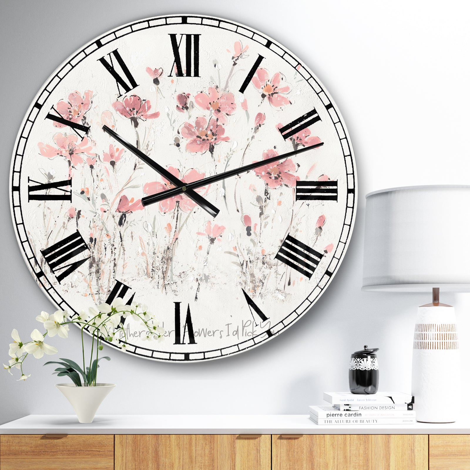 Wildflowers III  - Traditional Large Wall CLock